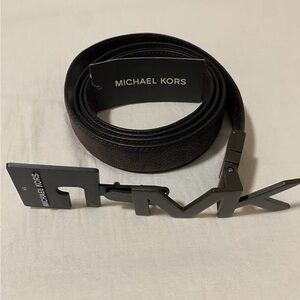 NWT Michael Kors Black Men's Cut-To-Size Reversible Belt with Logo Buckle